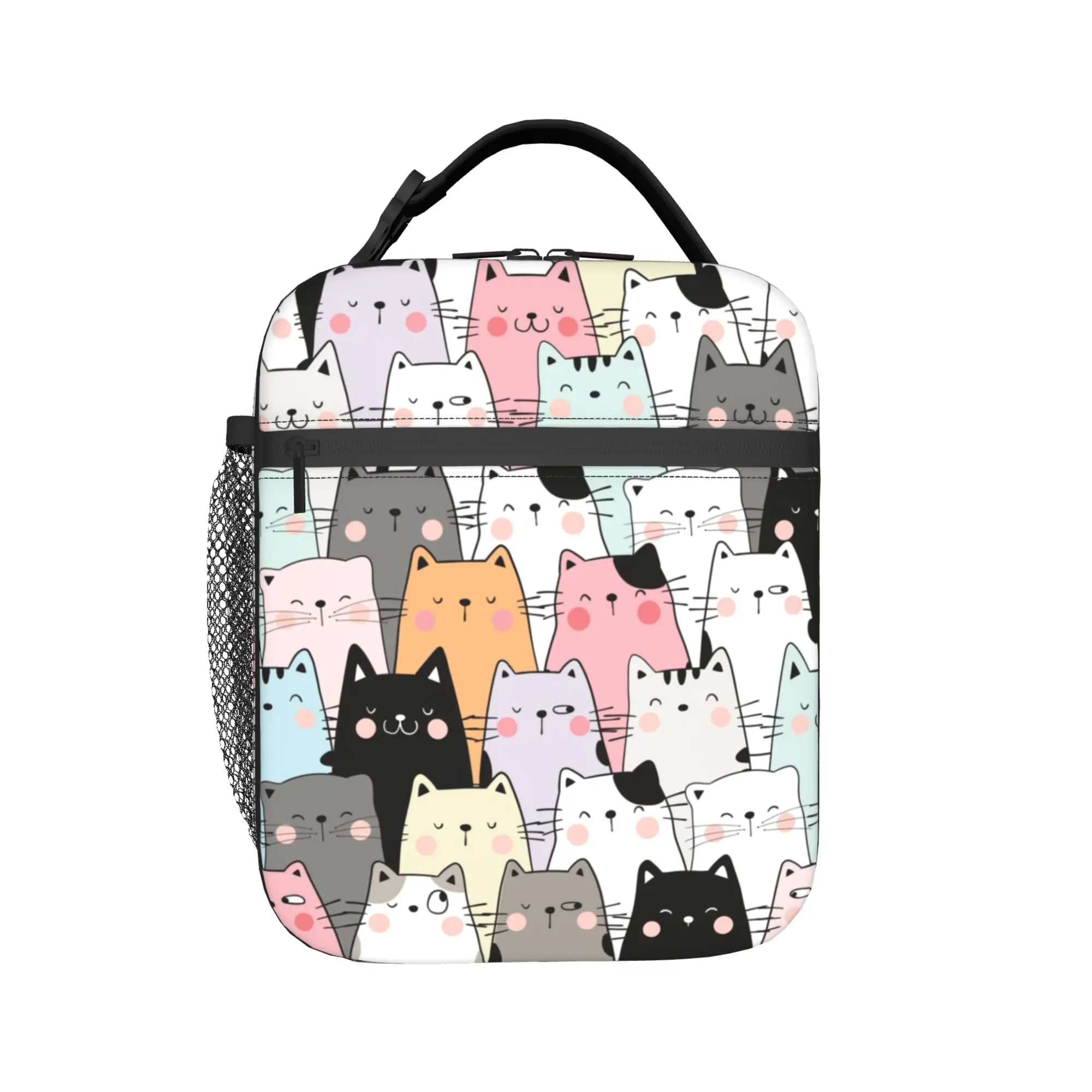 Cat Land Kawaii Pet Animals Lunch Bag  Picnic Lunch Box For Men Fashion Designer Tote Food Bags Oxford Convenient Cooler Bag