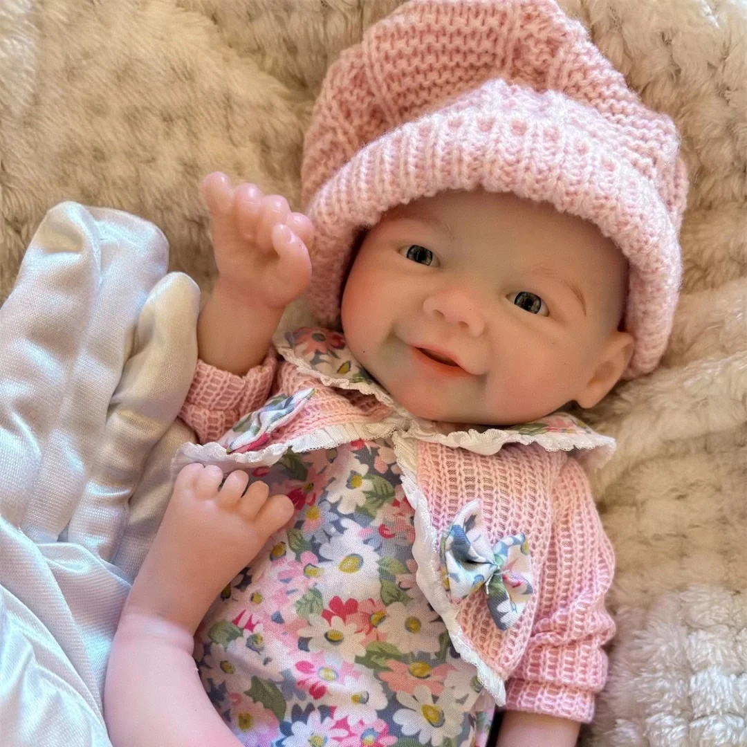 

33cm Can Washable /Open Mouth Soft Solid Silicone Vivienne Newborn Reborn Girl With 3D Painted Skin Soft Touch Newborn Girl Doll