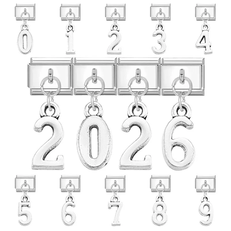 أحدث صيحات الموضة للرجال والنساء 26 قلادة بحروف إنجليزية وصلات ساحرة تناسب سوار 9 مللي متر من الفولاذ المقاوم للصدأ صنع مجوهرات ذاتية الصنع