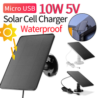10W 5V Portable Solar Panels with 360 Degree Mounting Bracket Micro USB Charging Waterproof Monocrystalline Solar Cells Charger