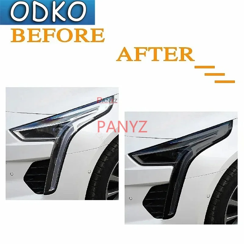 Car Headlight Protection Tint Film Smoke Black Transparent TPU Front Light Sticker For Cadillac Escalade CT4 CT5 CT6 Accessories
