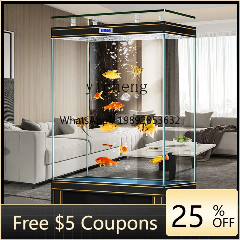 

U5 ultra-white glass goldfish tank floor-to-ceiling screen partition aquarium top filter