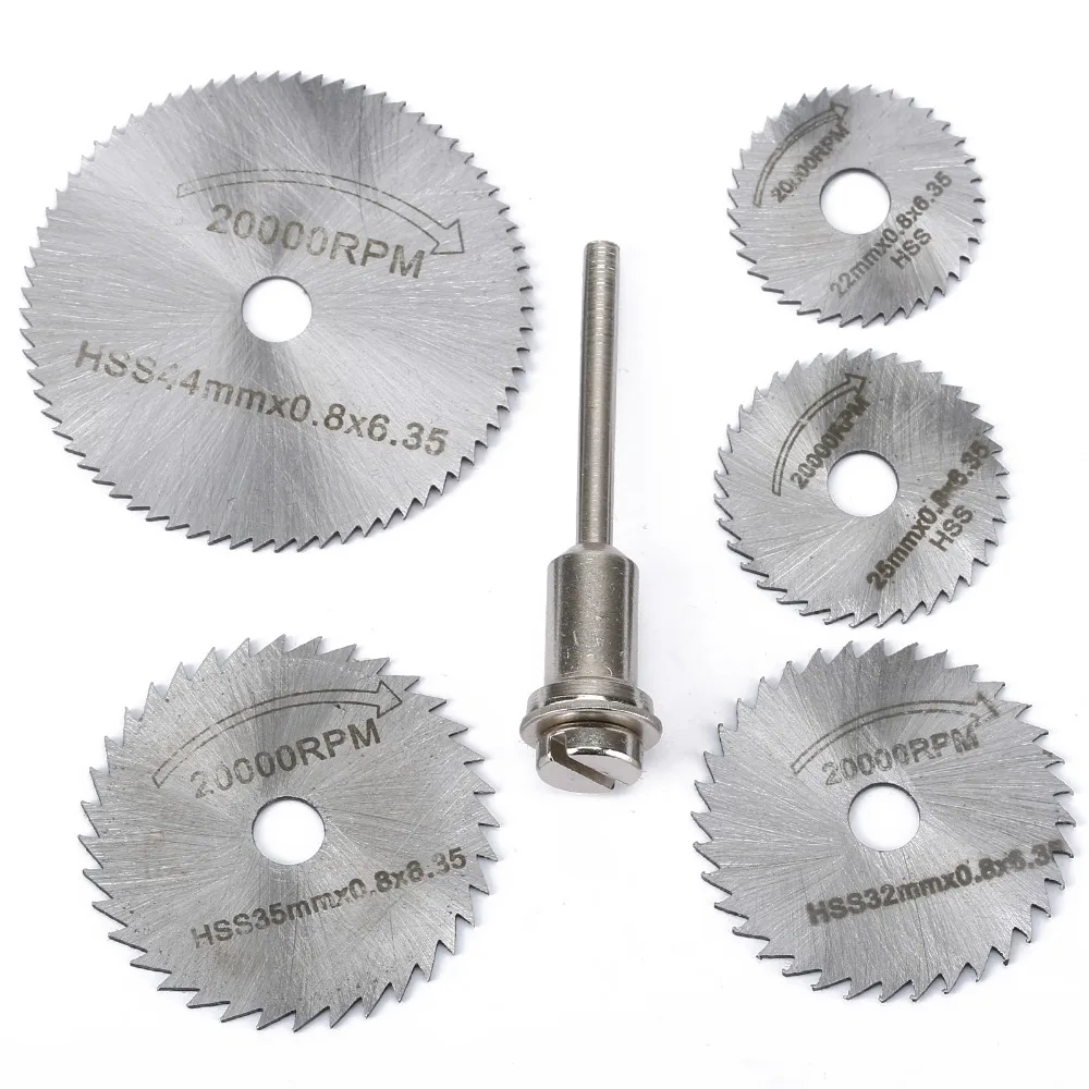 Диск для циркулярной пилы из быстрорежущей стали, 6 шт./комплект, отрезное колесо, полировка, шлифование, режущие диски с оправкой 3,17 мм для вращающегося инструмента Dremel