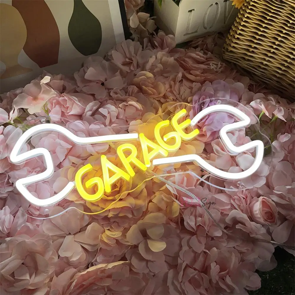Garage Neon Sign Lights Car Auto Repair Shop Led Neon Sign Gaming Room Decoration Wall Hanging Sign Busigness Open Neon Lights