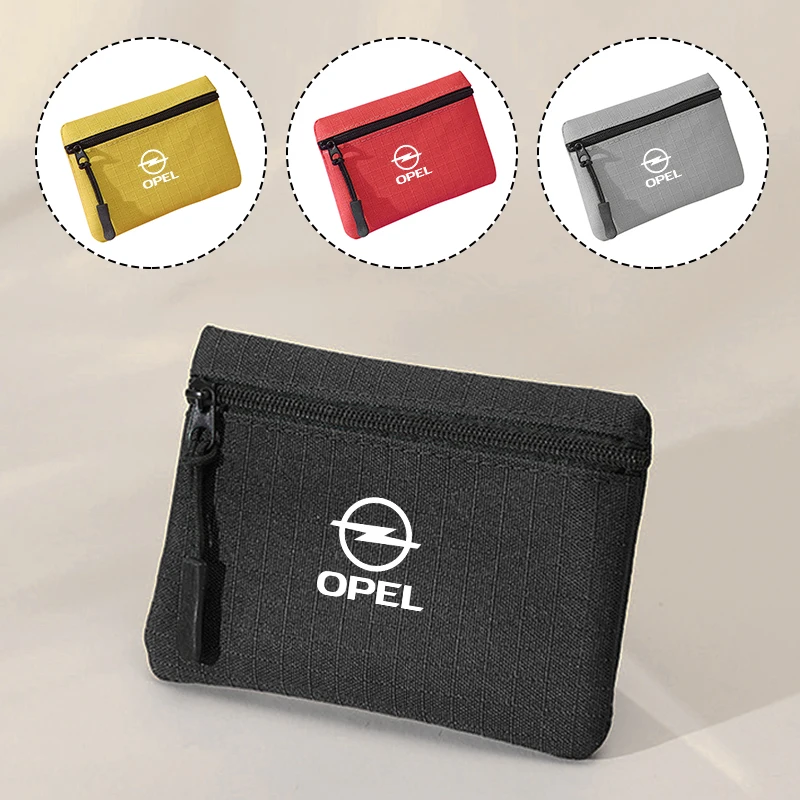 Bank ID Card Wallet Mini Zipper Men Women Coin Purse Key Bag Organizer For Opel Zafira Meriva Mokka Grandland Antara Insignia