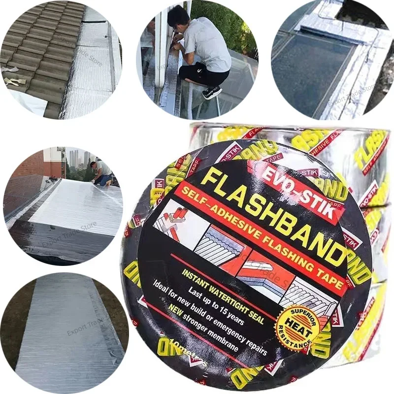 5M Aluminum foil asphalt waterproof tape Wall Pool Roof Crack Duct color steel ship leak Repair Sealed Strong self adhesive tape