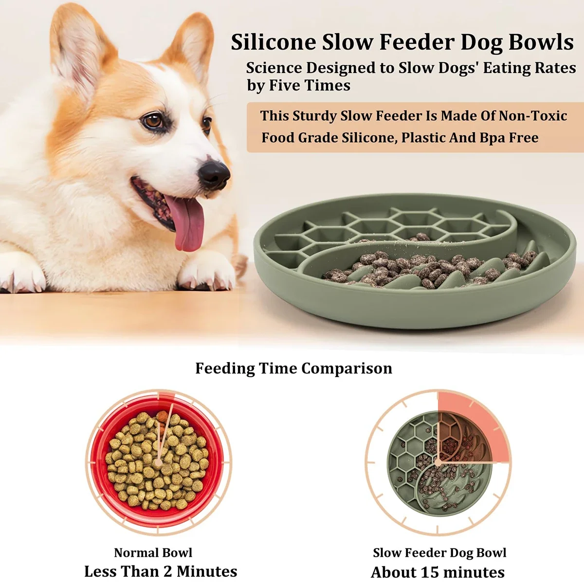 Non-Toxic Round Honeycomb Pet Slow Feeder Dog Bowl Custom Dog Bowl Water Food Mixing Unique Silicone Puzzle Slow Dog Bowl