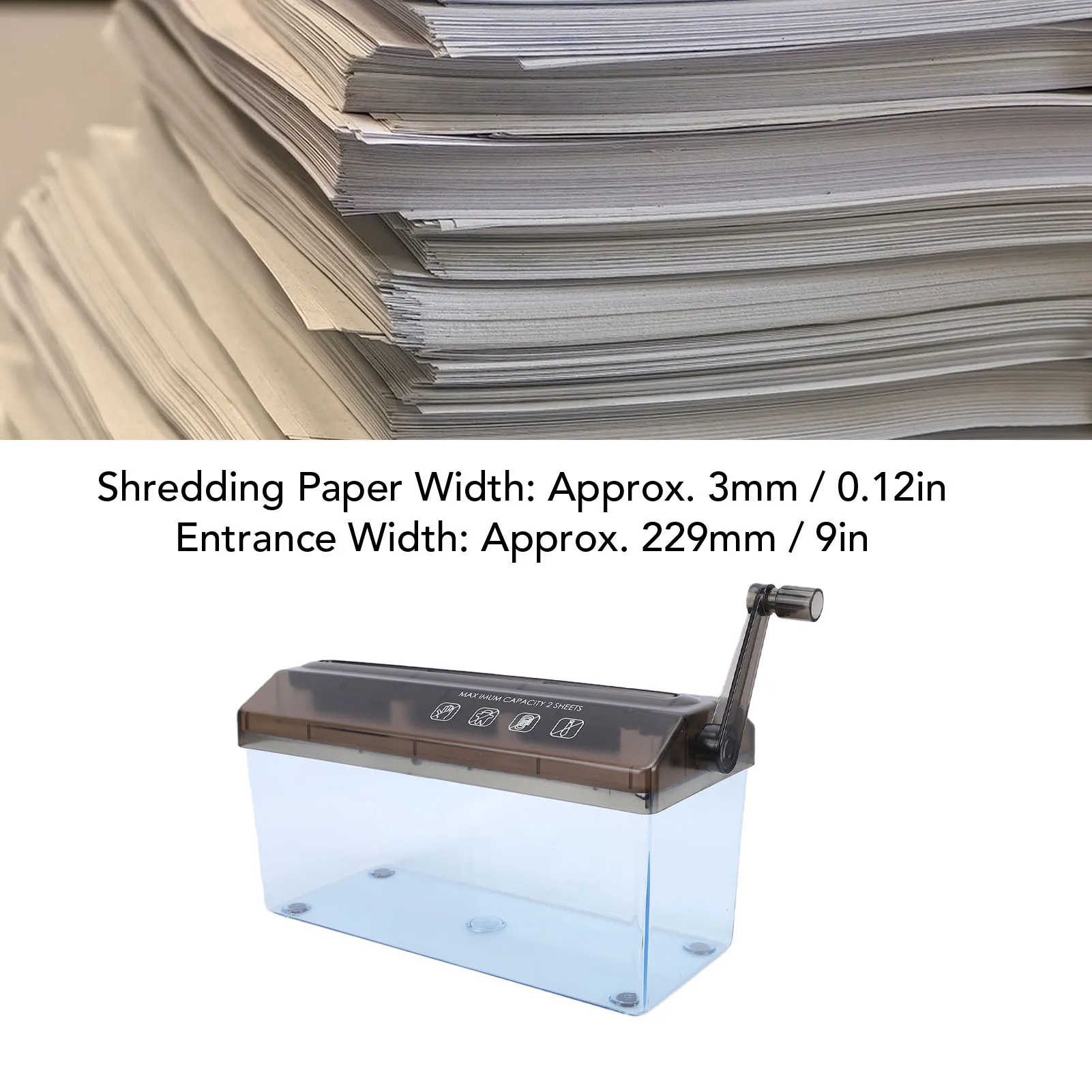 Mini Hand Crank Shredder Portable A4 Paper Shredding Tool for Documents Home School Office Use