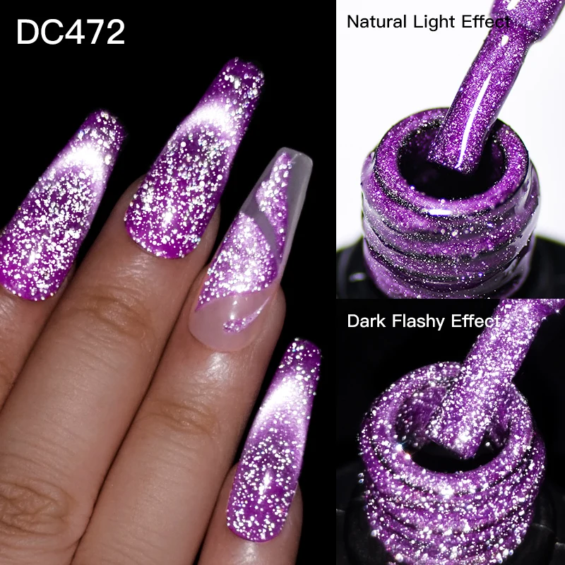 7ml Neon Reflective Glitter Magnetic Gel Fluorescent Nail Polish Gel Soak Off UV Shiny Effect Semi-Permanent Manicure Varnish