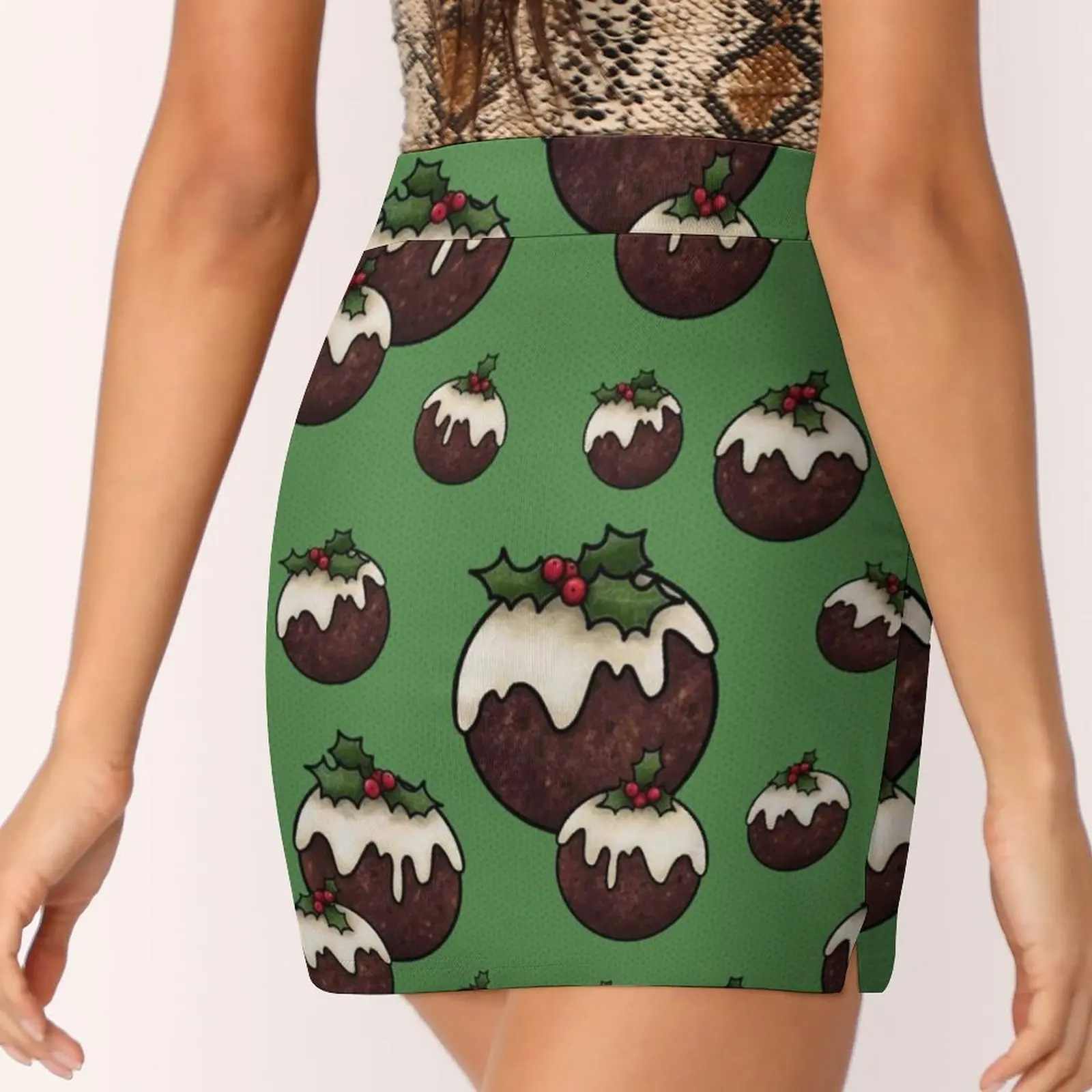 Kerstpudding Met Hulst, Groene Damesrok Sport Skort Rok Met Zak Mode Koreaanse Stijl Rok 4Xl Rokken