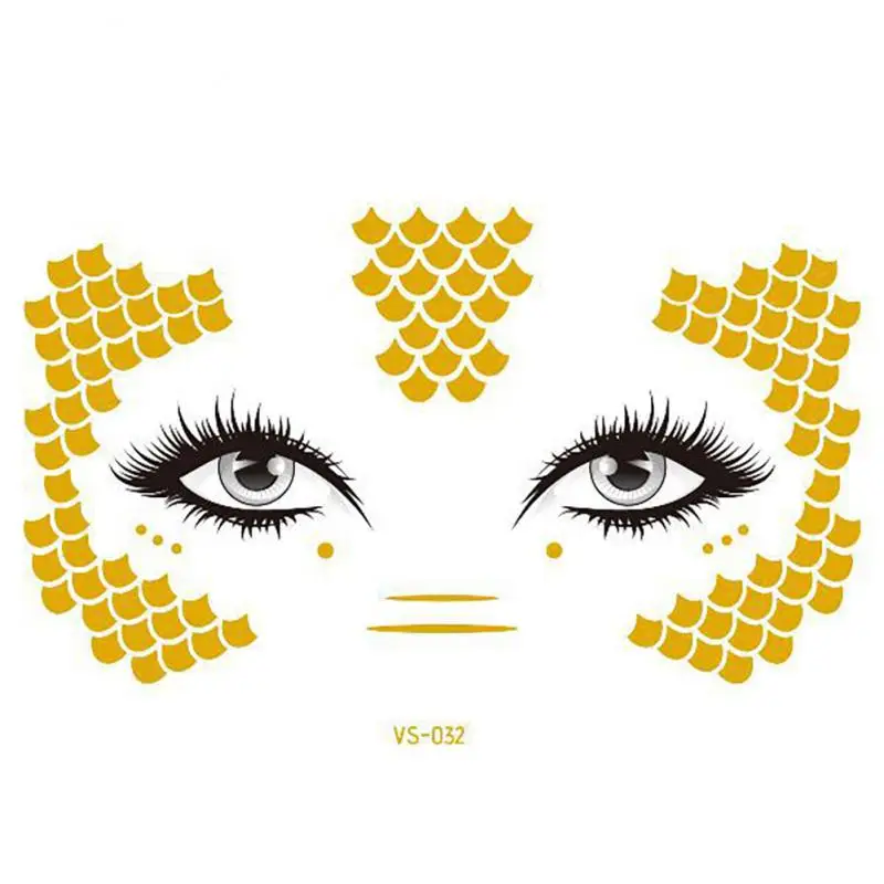 Golden Face Temporary Tattoo Waterproof Blocked Freckle Stickers Eye Makeup Decal Bronzing Music Festival Wholesale 2023 New