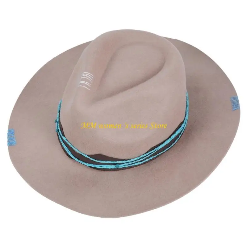 

Q39C Handcraft Wool British Styles Fedoras Hat Wide Brims Hat For Fashion Women Men