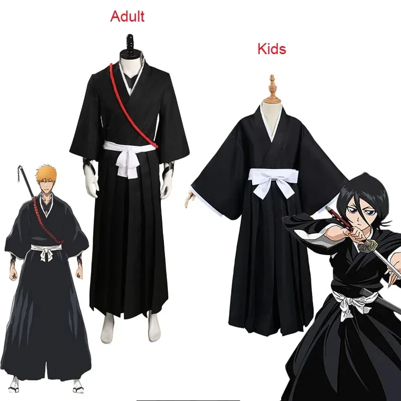Silisili AAdult Bambini Bambino Candeggina Kurosaki ichigo/Kuchiki Rukia/Hitsugaya Toushirou Diepa Costume Cosplay Kimono Hal 2025 ☆   Nuovo