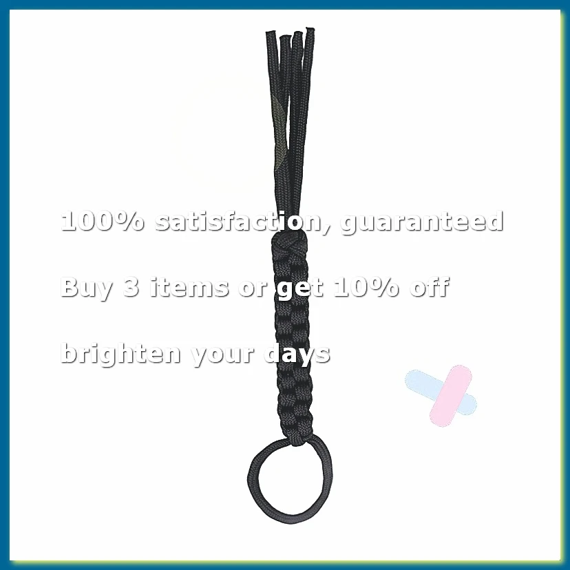 ●weaving knife on para cord (parachute cord) Weaving Square Black --Decoration knife, flashlight, keychain, etc.