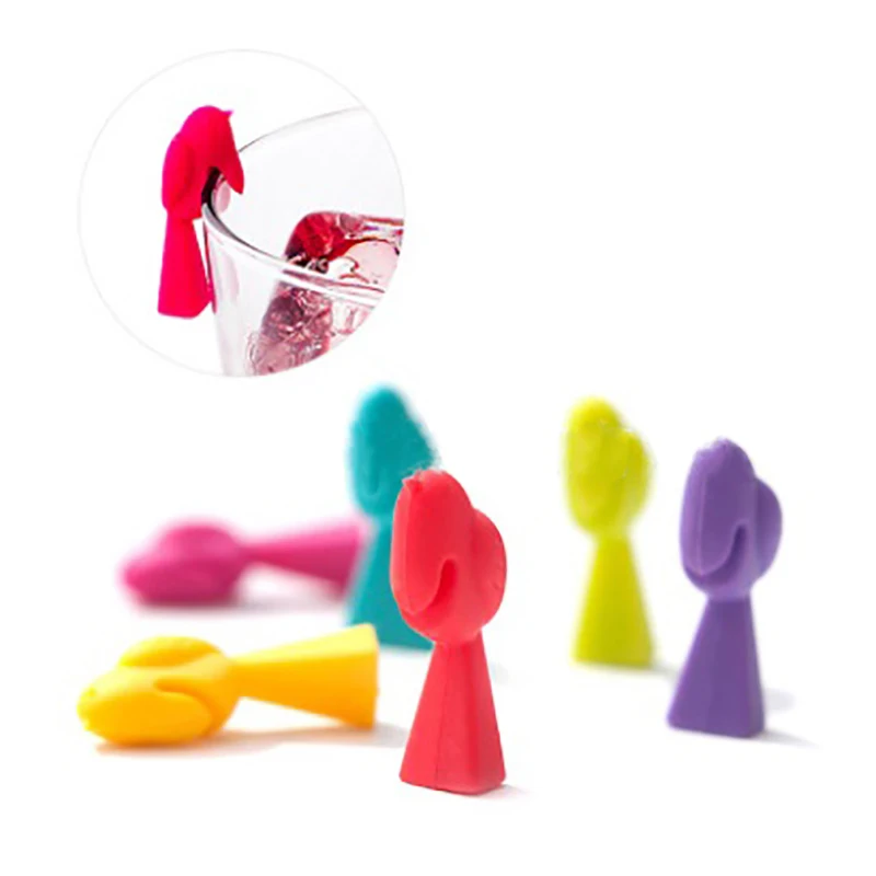 1 Set Kleine Man Drink Markers Wijn Glas Tags Drinken Charms Cocktail Picks Gel Kleine Man Wijn Cup Marker Rood wijn Cup Mark