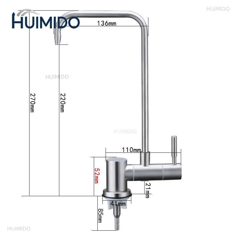 Front Window Folding Kitchen Faucet Stainless Steel Water Purifier Faucet Reverse Osmosis Drinking Water Filter Tap 360°Rotation