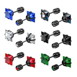 2/12pcs Hypoallergenic Titanium Steel Stud Earrings for Men Women, Zirconia Screw Back Earrings, Cartilage Tragus Ear Piercings