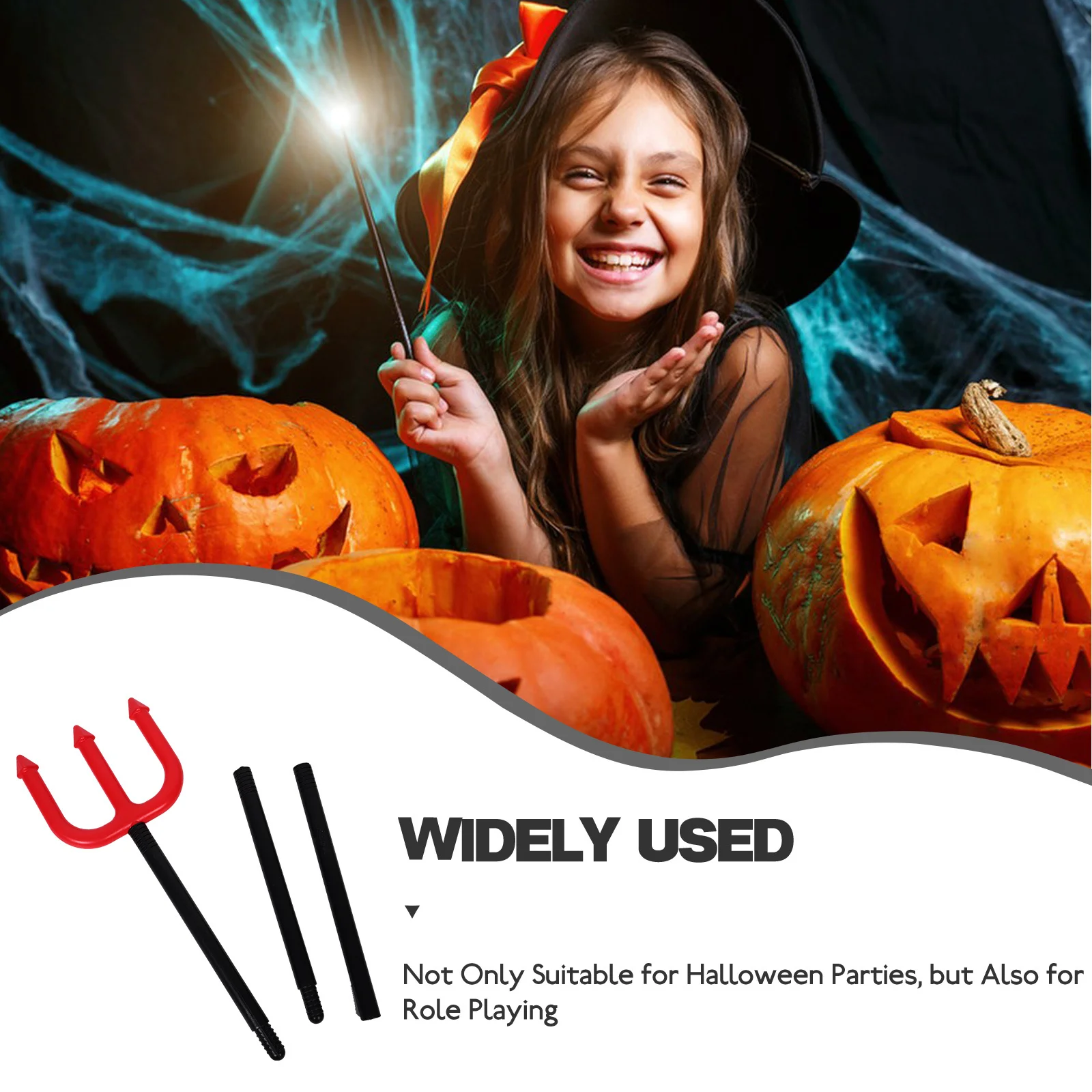 

Halloween Devil Plastic Pitch Fork Cosplay Prop Durable Strong Stable Demon Fork Decoration for Costume Party Performance