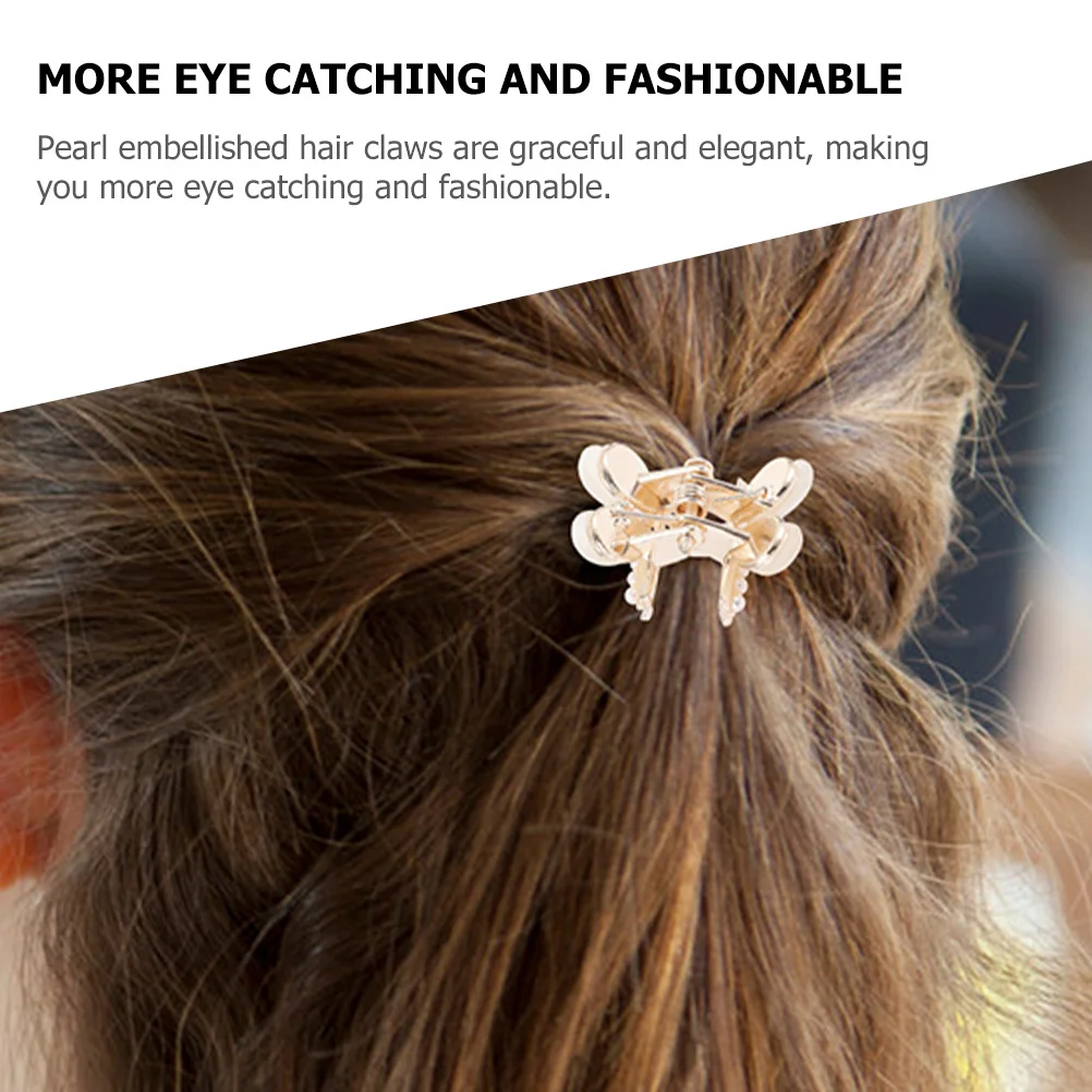 

5pcs Pearl Clips Small Jaw Clip Women Pearl Claw Clip For Thick Or Thin Hair Mini Claw Clips For Party Work Dating Hair