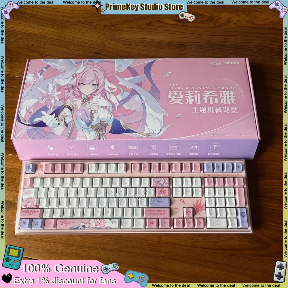 MiHoYo Honkai Star Rail Cyrene Mechanical Keyboard 108Keys Tri-Mode 8000mAh RGB Backlight Linear Switch Hot-swappable Gasker