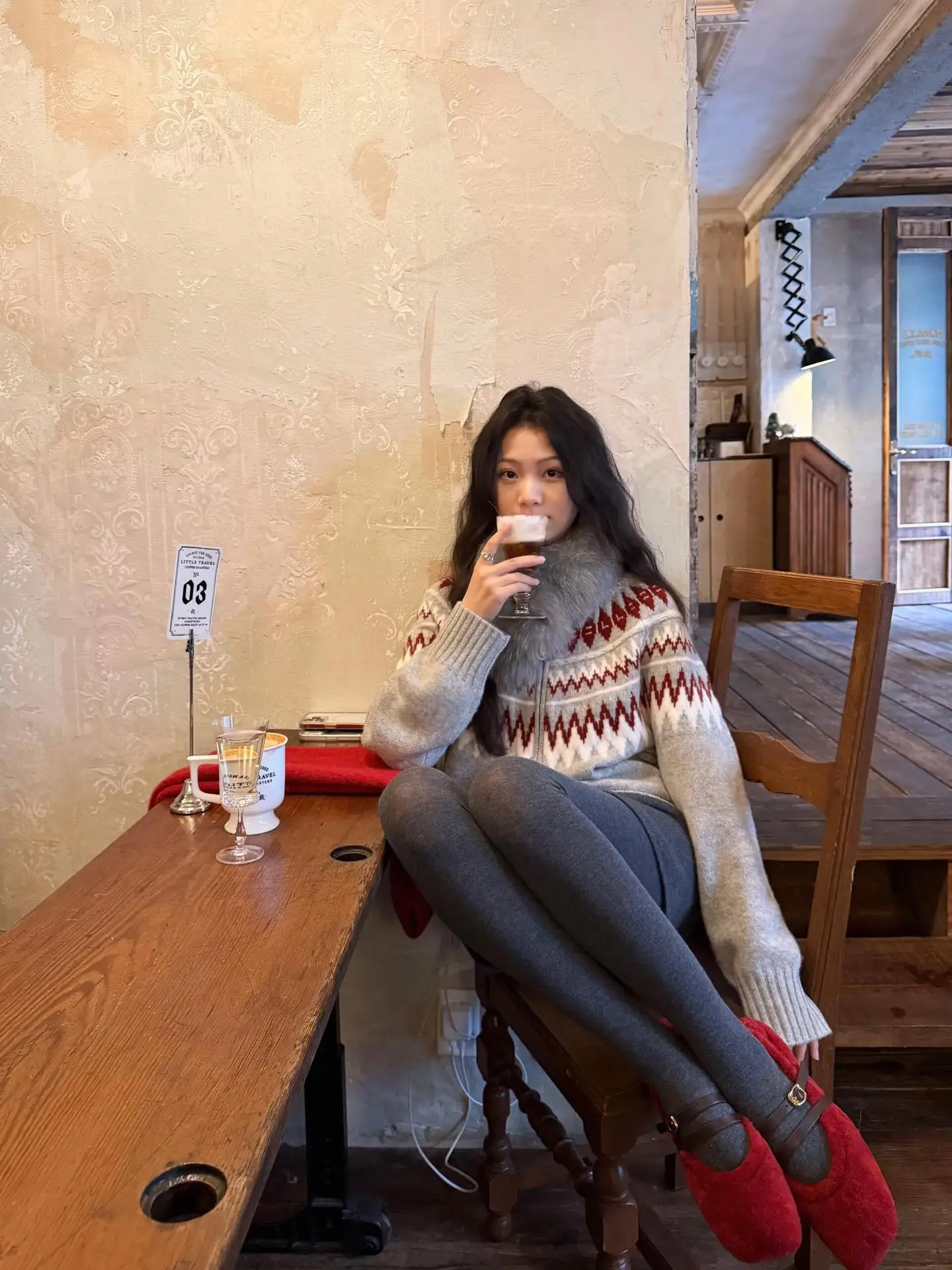 Women Vintage Fair Isle Knit Sweater Round Neck Long Sleeve Geometric Jacquard Loose Oversized Warm Pullover Autumn Winter Knitw 6