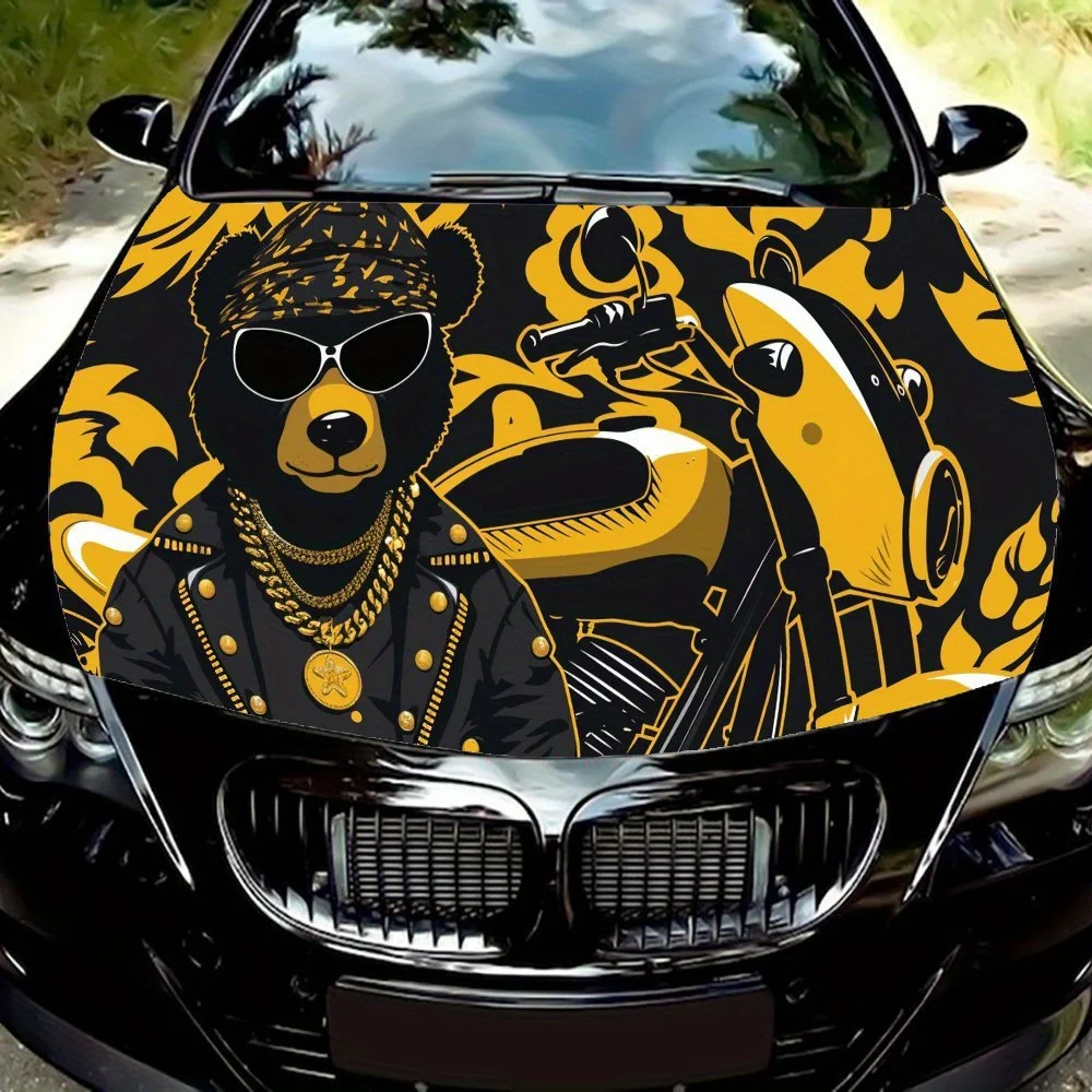 

Наклейки на капот автомобиля Wealthy Bear Print, водонепроницаемые самоклеящиеся, устойчивые к царапинам, легко приклеиваемые, прочные автомобильные наклейки из ПВХ, автомобиль