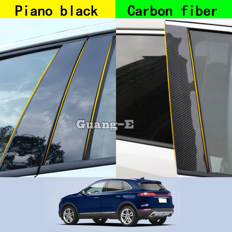 For Lincoln MKC 2015-2020 Car PC Material Pillar Post Cover Door Trim Window Piano Black Molding Sticker Plate