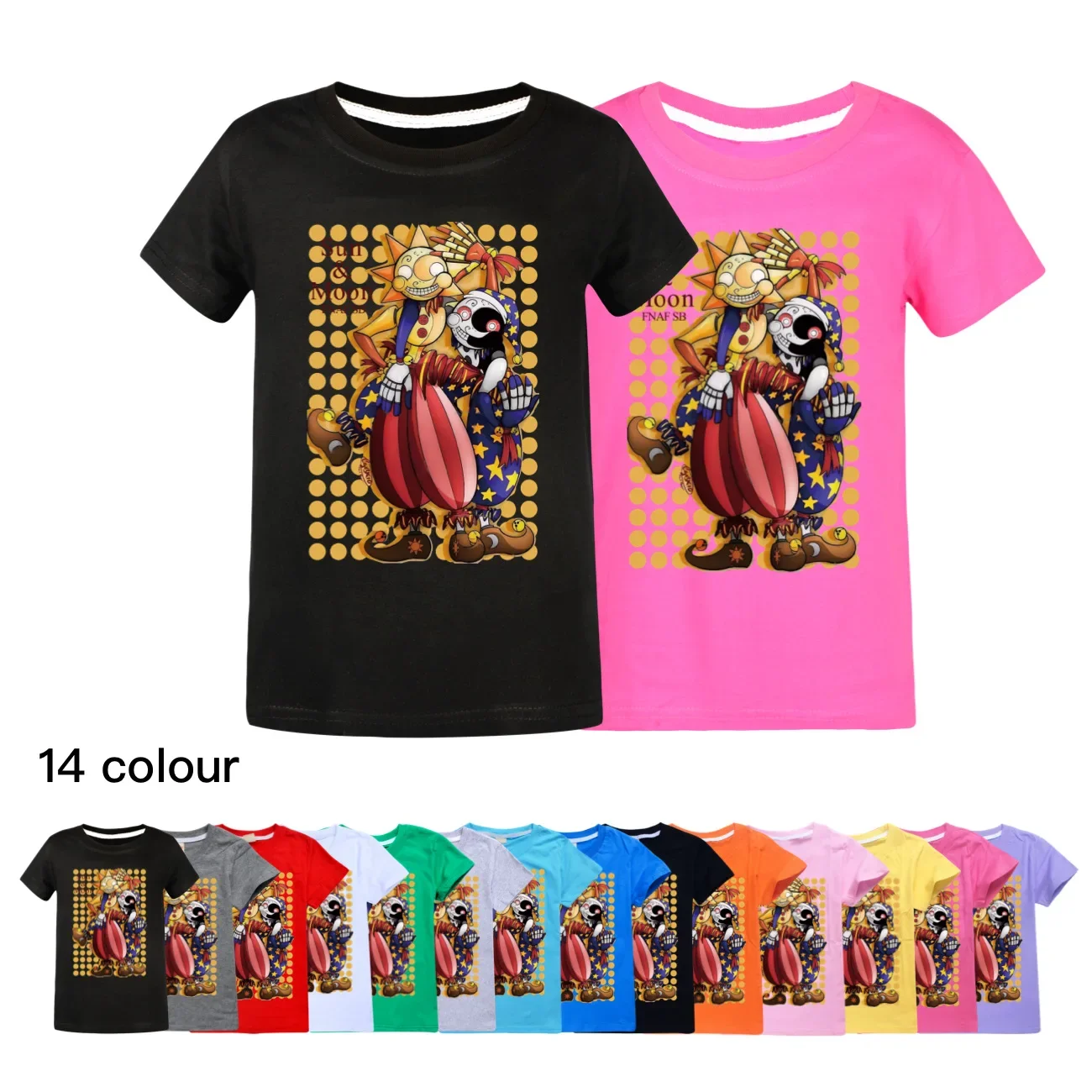 Fashion  Girls Short T-Shirt Fnaf Sundrop Summer cotton Kids Top Cartoon Graphic Tee Funny Harajuku Children O-neck Tshirt 3103