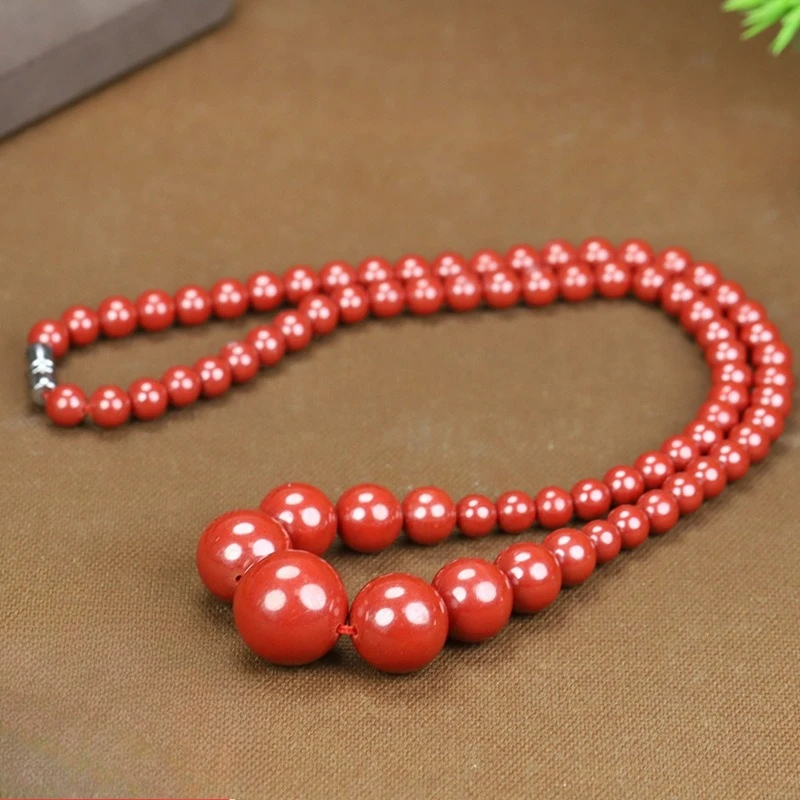 

Natural Raw Cinnabar Mother Chain, A Classic Simple and Versatile Necklace