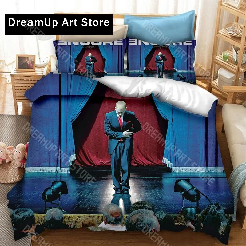 3D Printed Eminem Hip Hop Singer Bedding Set for Boys Girls Duvet Cover Pillowcase Twin Queen King Full Single Double Sizes