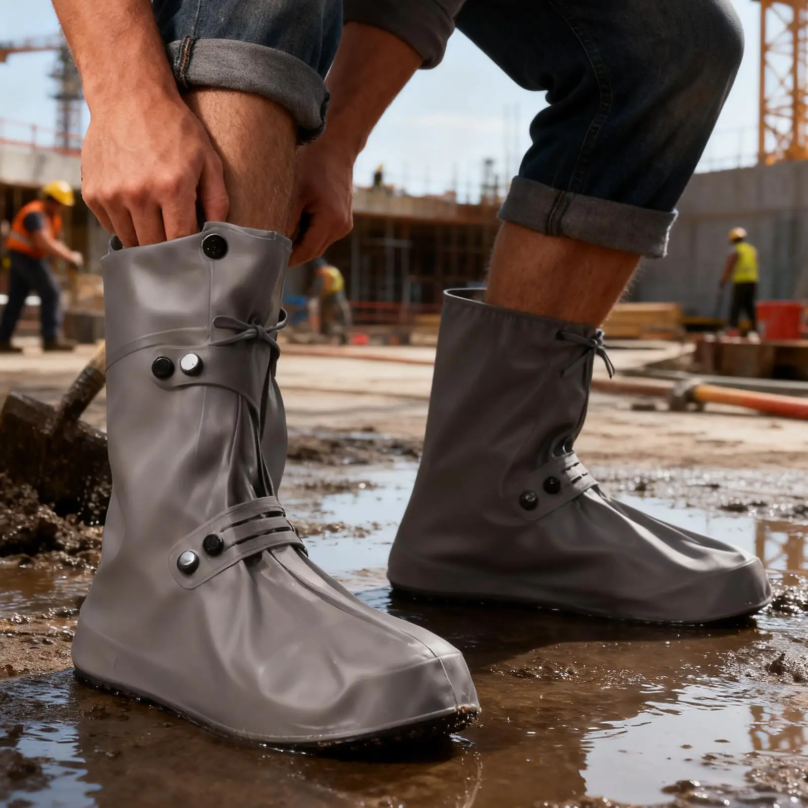 레인 슈즈 커버 1쌍 재사용 가능한 실리콘 신축성 레인 부츠 커버 방수 눈 진흙 겨울 여름 여행 정원용