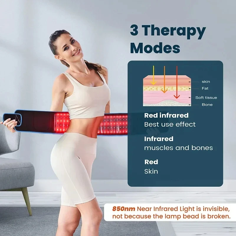 Infrared Light Therapy Belt 660nm/850nm Burning Fat Slimming Relieving Pain Full Body Pain Relief Warm Pad