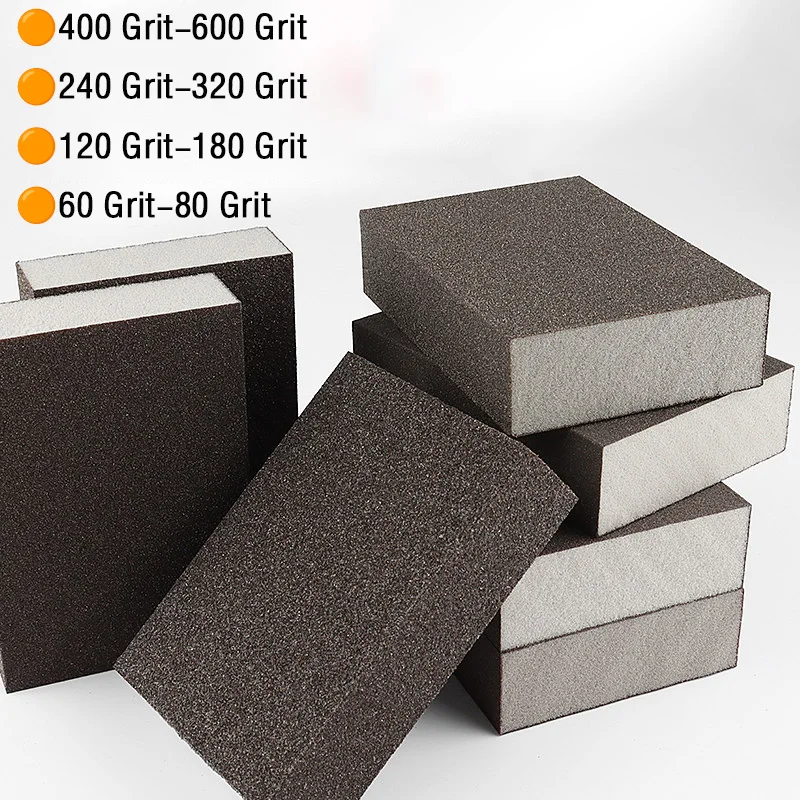 

1Pcs Sponge Sanding Blocks 60/80/120/180/240/320/400/600 Grit Dry & Wet Square Wall Grinding Sand Block For Wood Drywall Metal