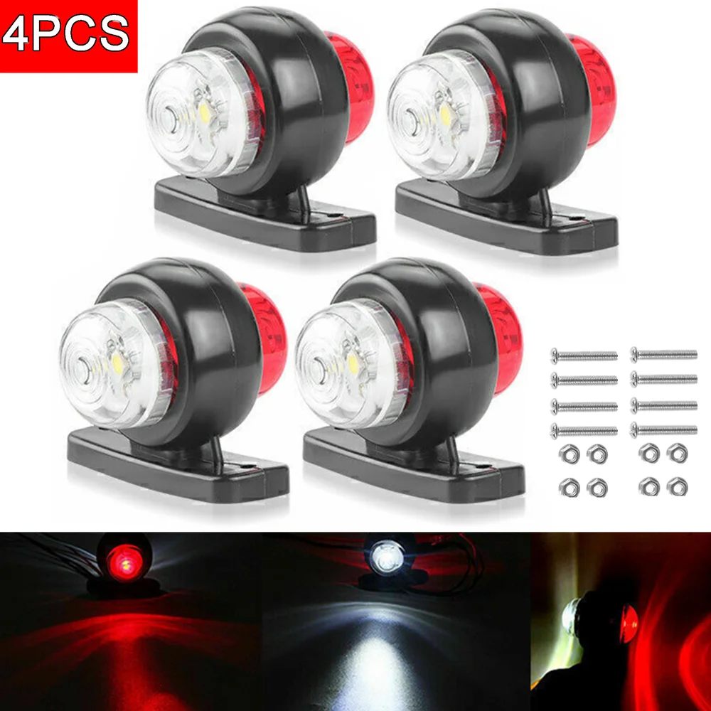 

4 шт., боковые габаритные огни для грузовиков и прицепов, двухсторонние индикаторы положения, лампа 12-24 В, контурный сигнал для автомобиля, грузовика, светодиодные габаритные огни