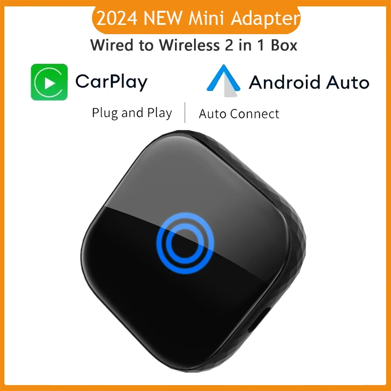 

New 2 in 1 Mini Wireless Carplay Adapter Android Auto Fast Connect Plug and Play For Apple USB Type-C Dongle in Universal Car