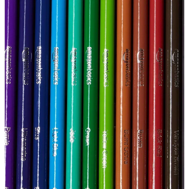 أقلام رصاص ملونة للتلوين والرسم، ممتازة، ناعمة، مستلزمات العودة إلى المدرسة، 24 قطعة (عبوة من 1)، متعددة الألوان