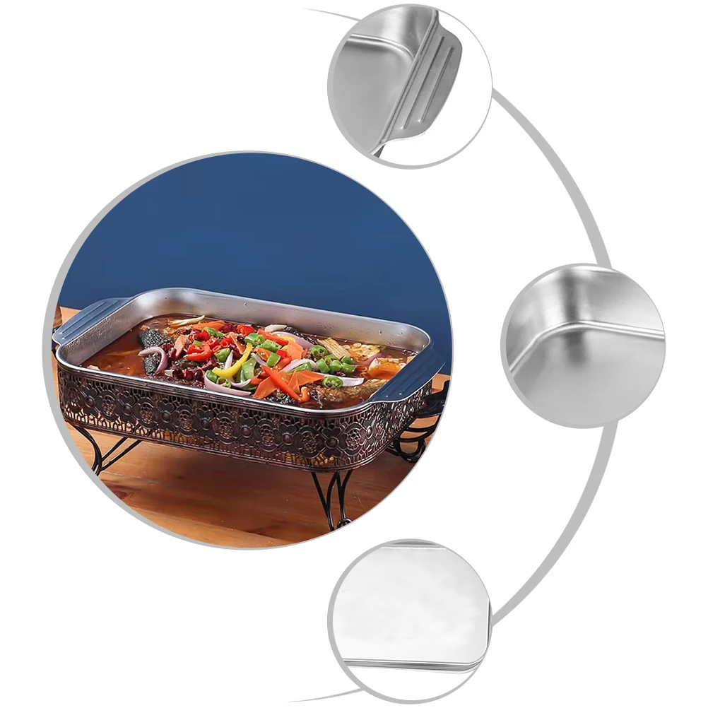 

Stainless Steel Grilled Fish Pan 3 3L Anti Slip Microwave Oven Rectangular Cooking Dish Household Pan Fish Steaming