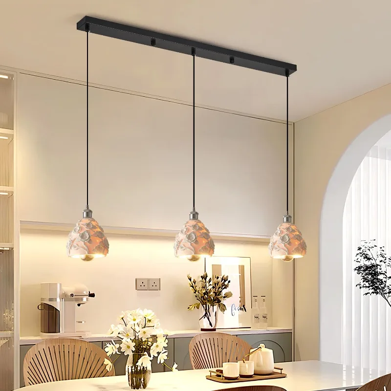 French Carved Resin Decoration Multi Head Pendant Lights Restaurant Rose Dining Table Homestay Showcase Shop Creative Chandelier