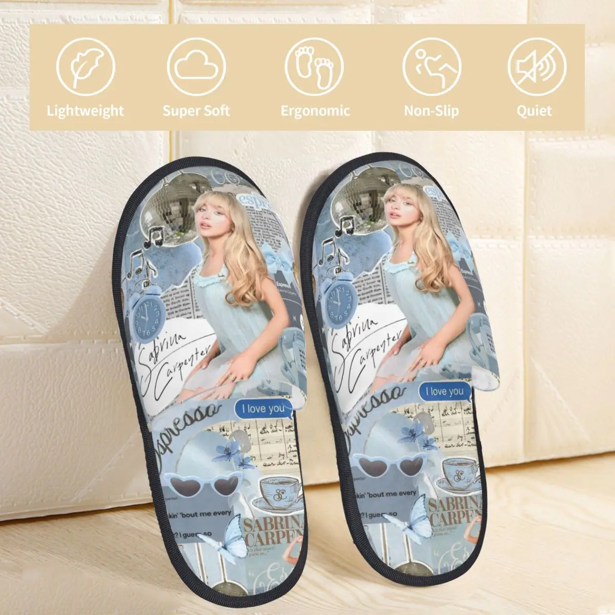 شبشب منزل سابرينا نجار اكسسوارات المنزلية الفراء الشرائح النعال غرفة نوم 90s جولة الموسيقى اسبريسو دافئ عدم الانزلاق الشرائح #2