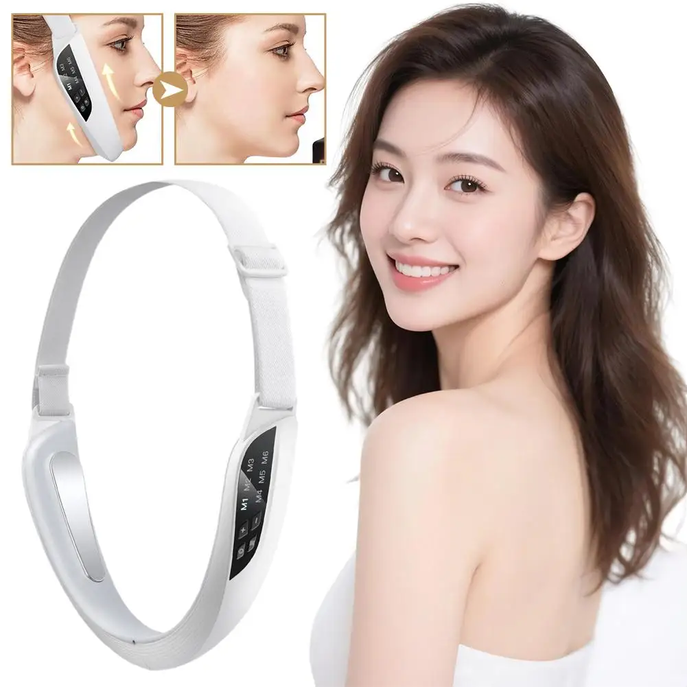 جهاز تجميل كهربائي لشد الوجه على شكل حرف V 6 أوضاع 8 مستويات لشد البشرة EMS مدلك الذقن العناية بإزالة مزدوجة تيار صغير Fac T4Z0 #6