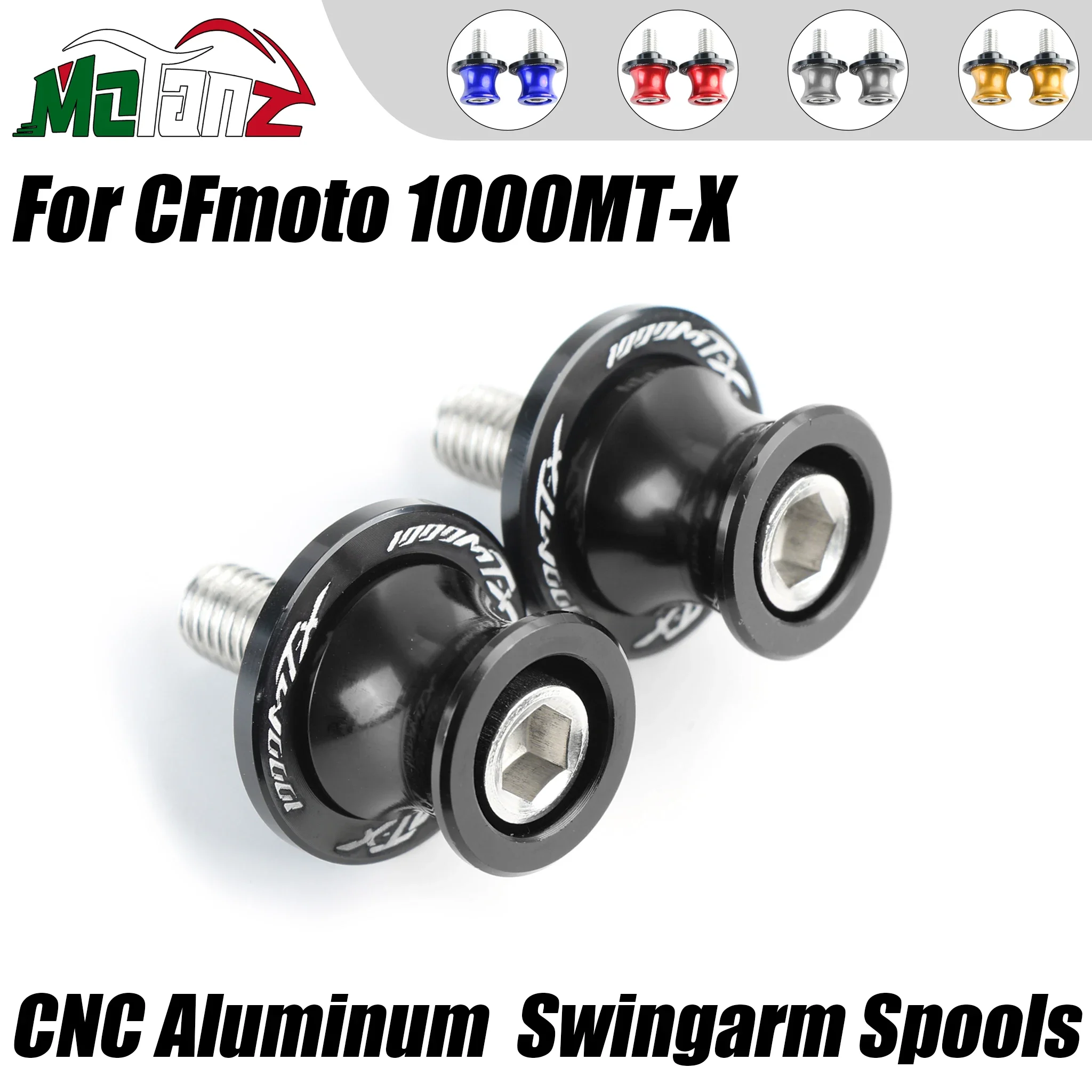 Motorcycle Swingarm Spools CNC 6061‑T6 Aluminum 10mm For CFMOTO 1000MT‑X 450MT 800MT 700MT 250SR 450SR Swingarm Bobbins