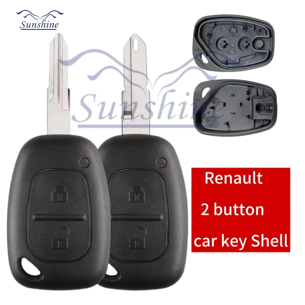 Clé de voiture à distance à 2 boutons, coque soleil, pour Vauxhall, Opel Vivaro/Renault Movano Trafic Renault Kangoo, lame vierge VAC102/NE73