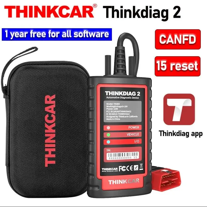 2024 ThinkDiag 2 WSZYSTKIE Oprogramowanie 1 Rok Darmowe Aktualizacje Narzędzie Diagnostyczne Samochodowe Obsługa CAN FD Kodowanie ECU Test Aktywny 16 Resetów Thinkdiag 2