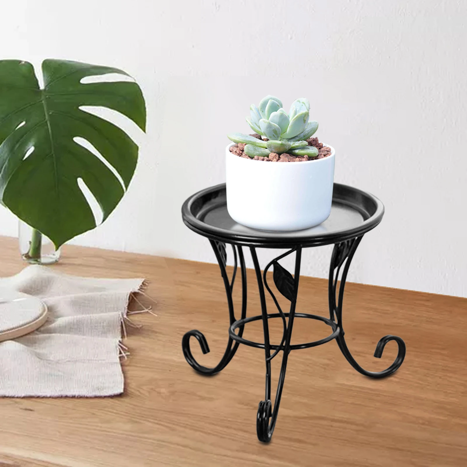 Plant Stand Detachable Tray Stable for Garden Decor Round Flower Pot Holder Stand for Balcony Indoor Office Living Room Outdoor