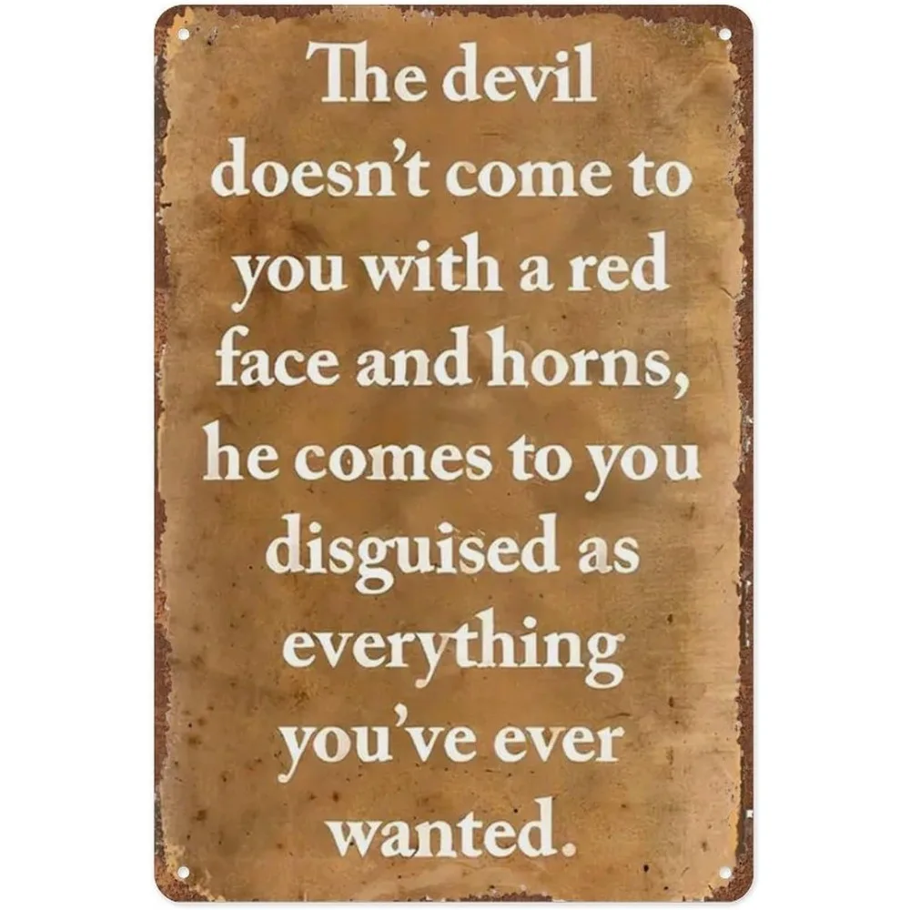 Vintage Devil Quote Metallschild aus Eisen, 8 x 12 Zoll, Retro-Wanddekoration, Blechschild für Männerhöhle