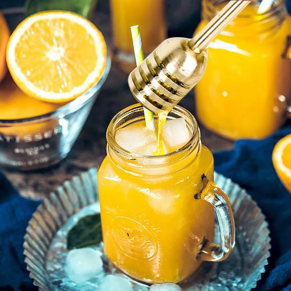 

2 Pcs Honey Spoon Stirring Stainless Steel Stirrer for Pots Sticks Syrup Container with Round Bead