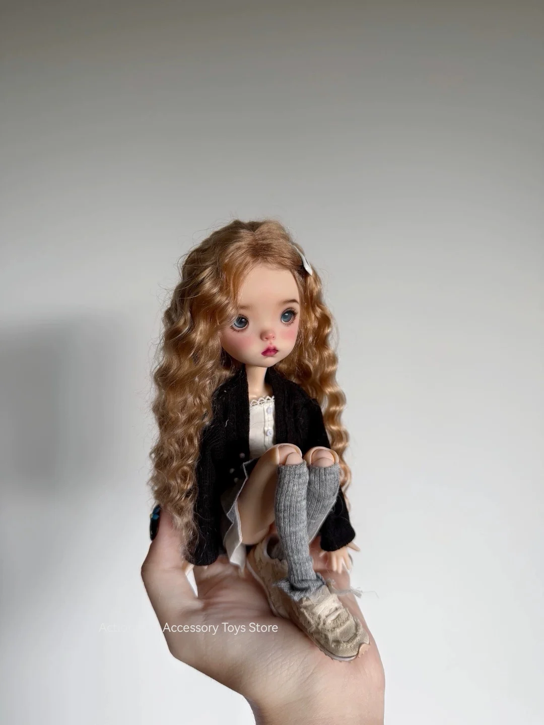 Nowe peruki z naturalnego moheru dla lalek Landazz Landoudou, obwód głowy 16 cm - 16,5 mm