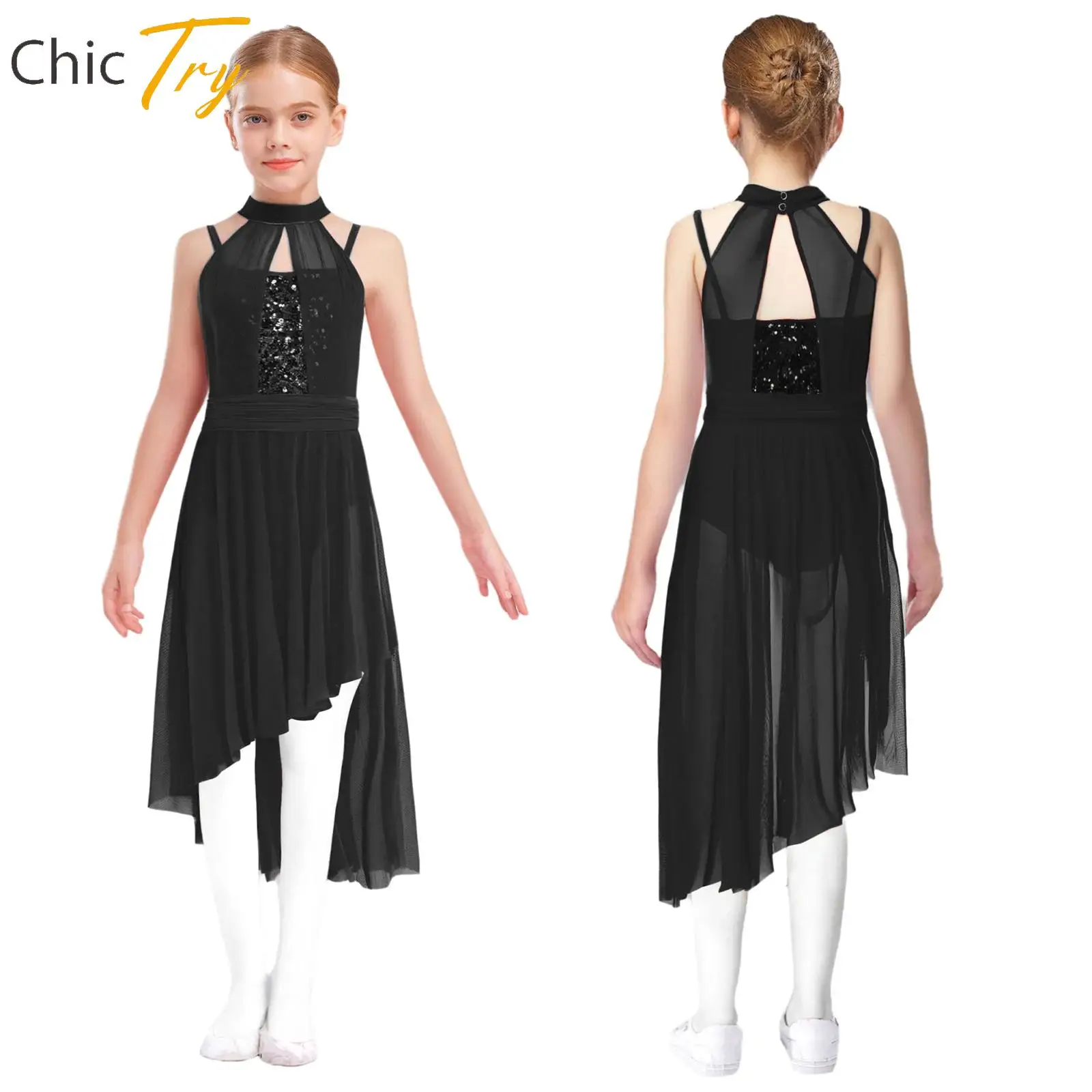 

Kids Girl Lyrical Latin Dance Dress Sleeveless Split Maxi Skirted Leotard Dresses Contemporary Dress Skating Ballerina Dancewear