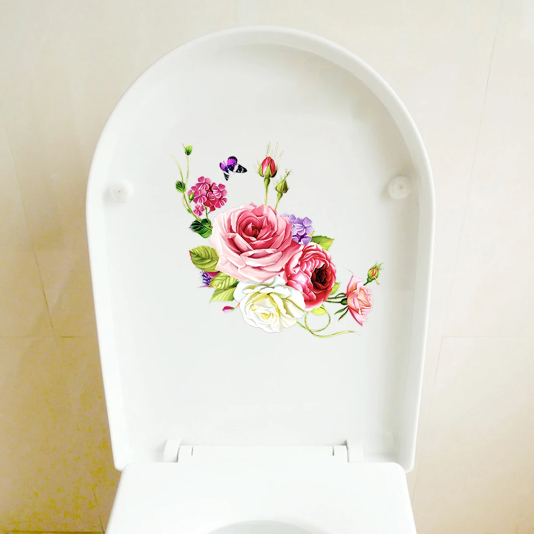 QCF197 Elegant Rose Bouquet Wall Sticker Art For Home Decoration Toilet Decal