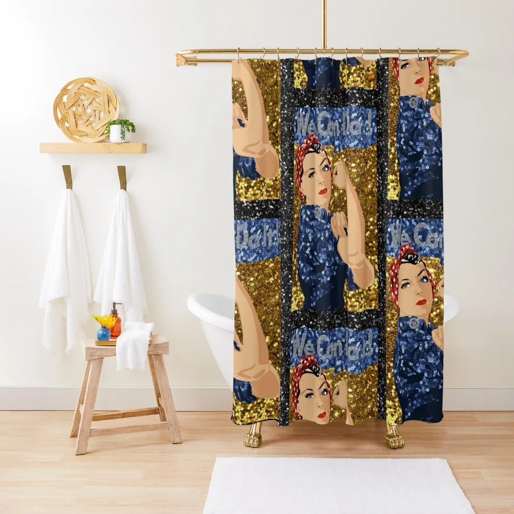 glitter print rosie the riveter Shower Curtain Bathroom Deco In The Bathroom Luxury Bathroom Shower Curtain